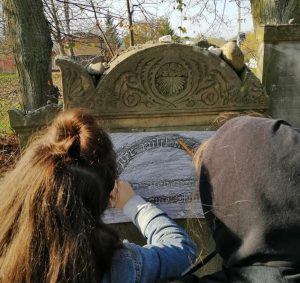 Drawing German inscription of drawing Tombstone