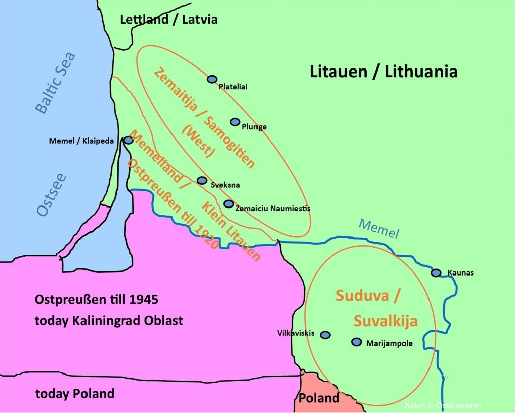 Map of border region between East Prussia and Lithuania